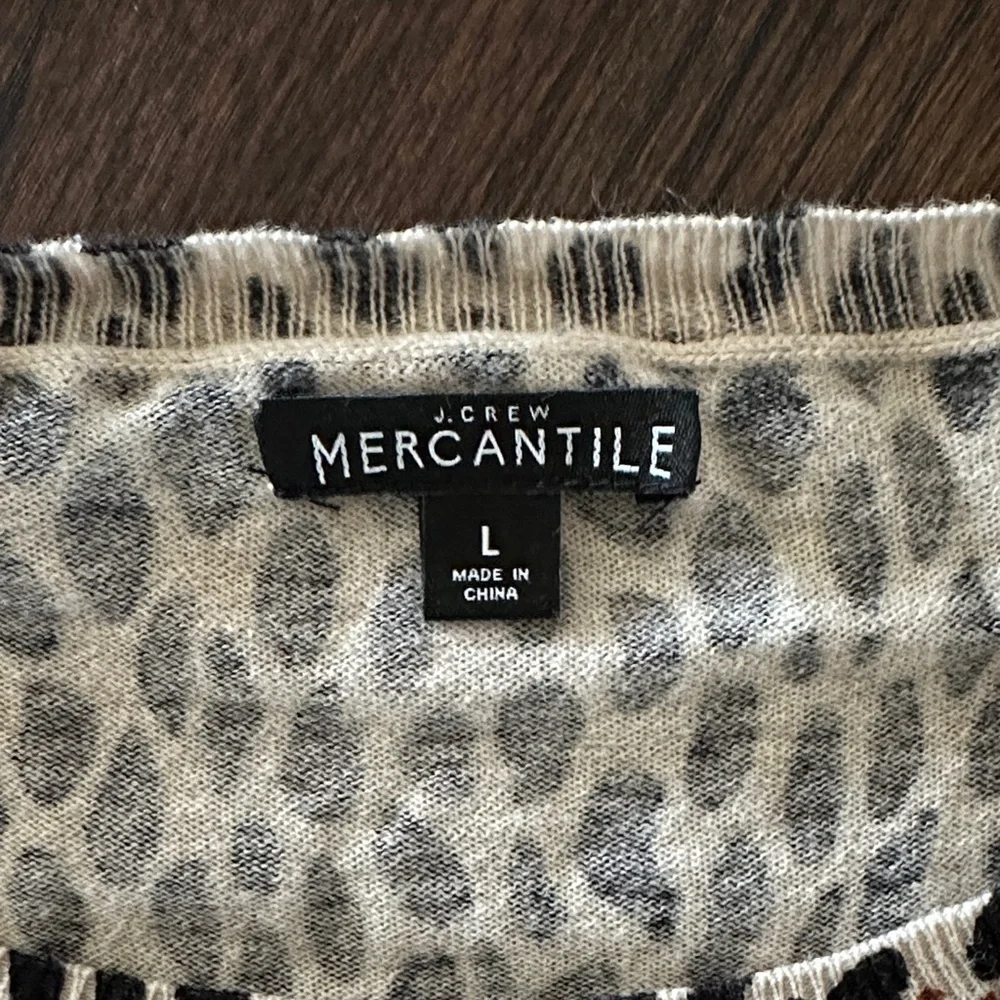 J. Crew Black and Cream Patterned Long Sleeve Thin Sweater